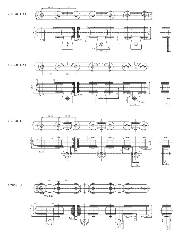 双节距输送链附件